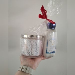 Bath & Body Works Gift Set- Pure Wonder candle & Gingham body lotion- Brand New